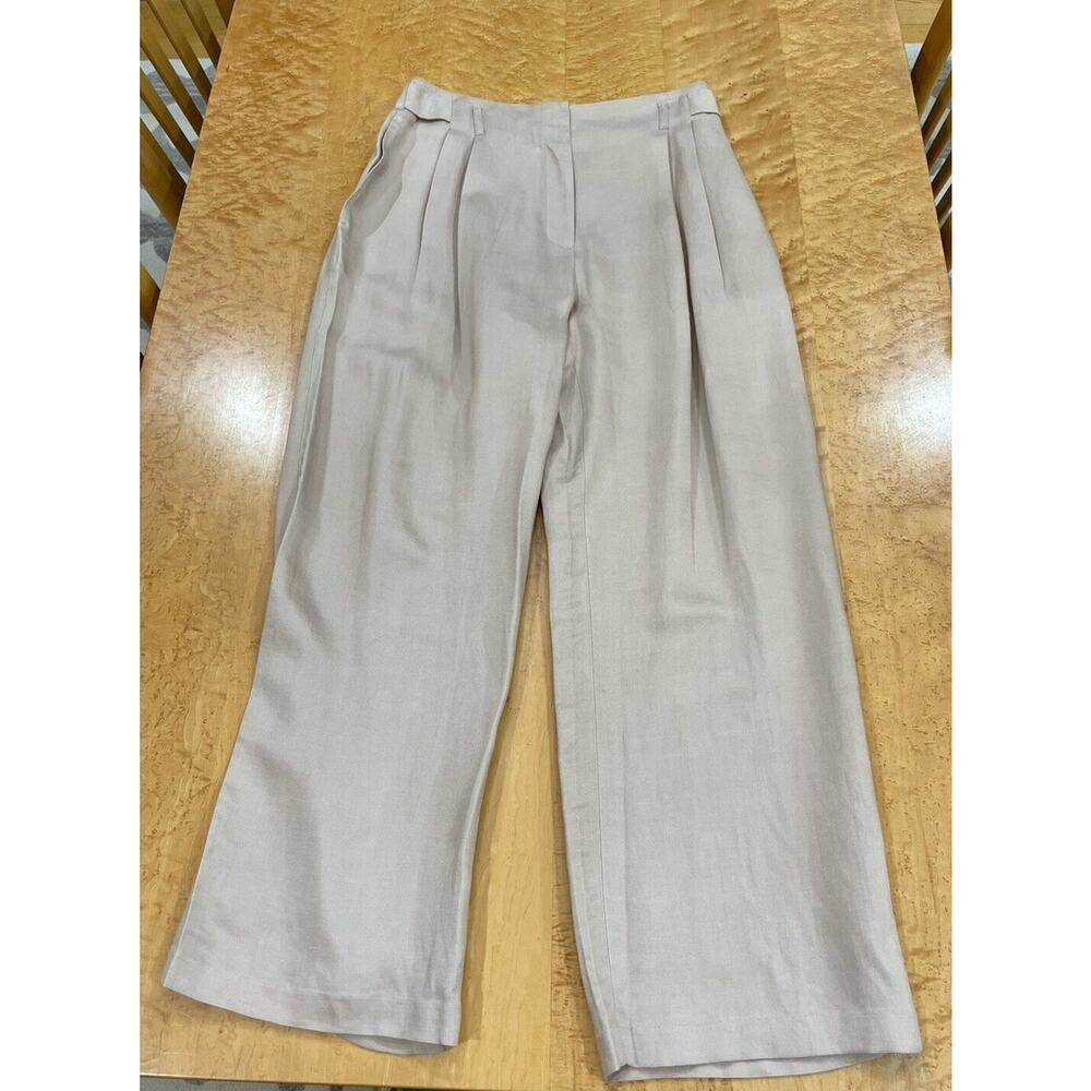 Nation Ltd Del Pants Rayon/Linen Tan Pants, Vintage Cut Wide Leg High Waist Sz M - Picture 10 of 16